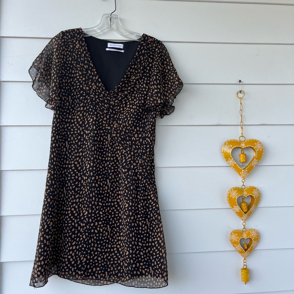 Urban Outfitters Black & Tan Mini Dress with Short Sleeves